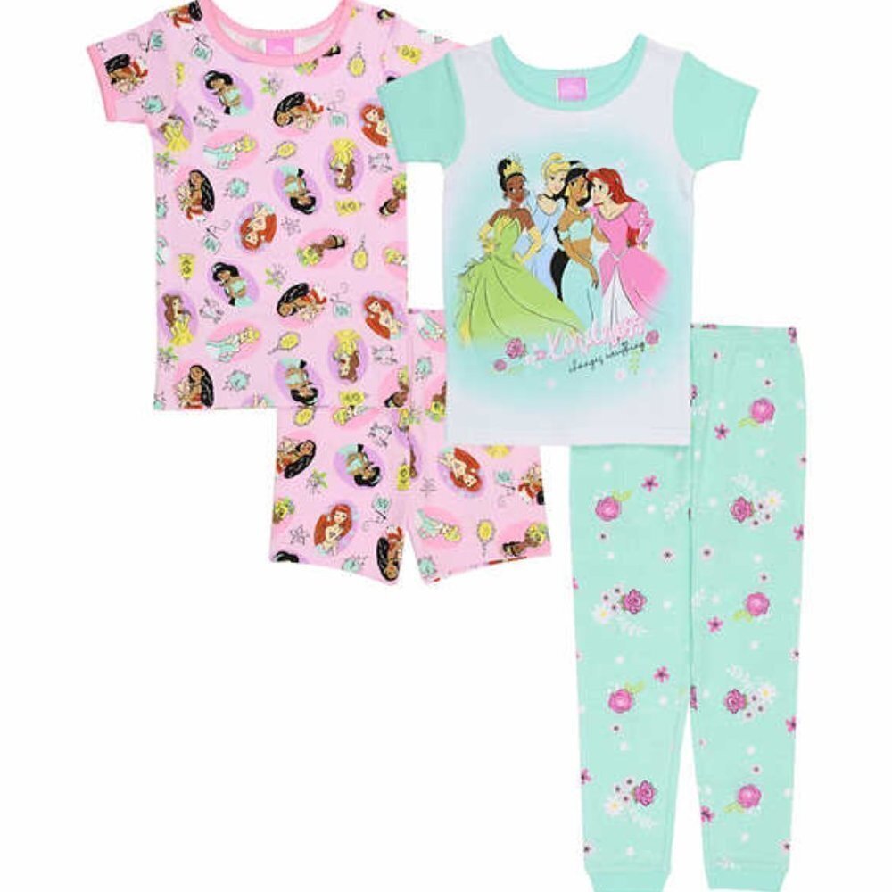 NWT - Disney Princess Kids' 4-piece Cotton Pajamas - Size 4T